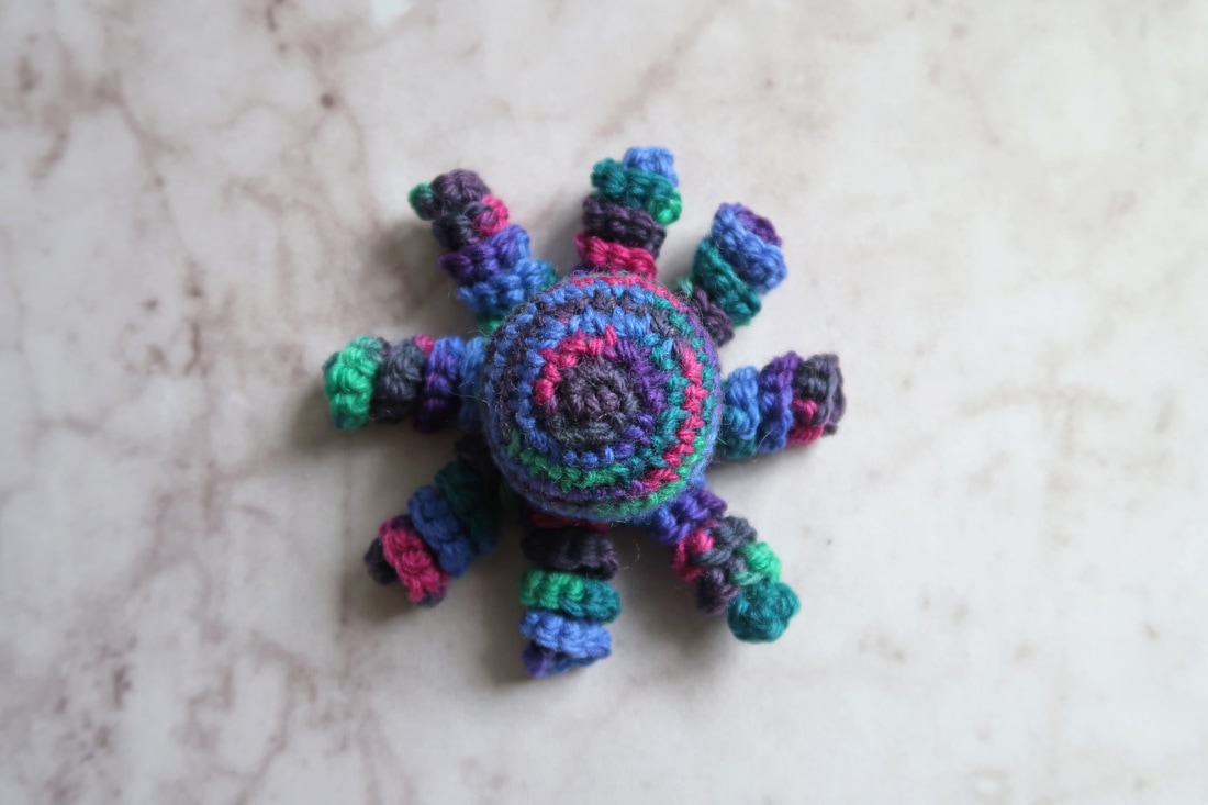 Crochet octopus - top view